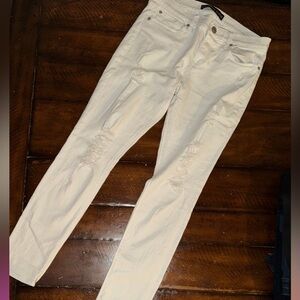 Express distressed white mid rise legging jeans - size 8
